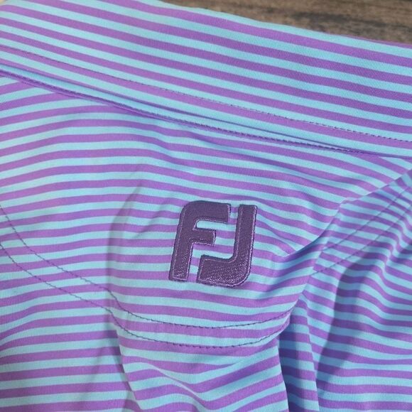 FJ FootJoy Foot Joy Men's Golf Polo Shirt Short Sleeve  Stripe Blue Purple XL - Picture 8 of 8